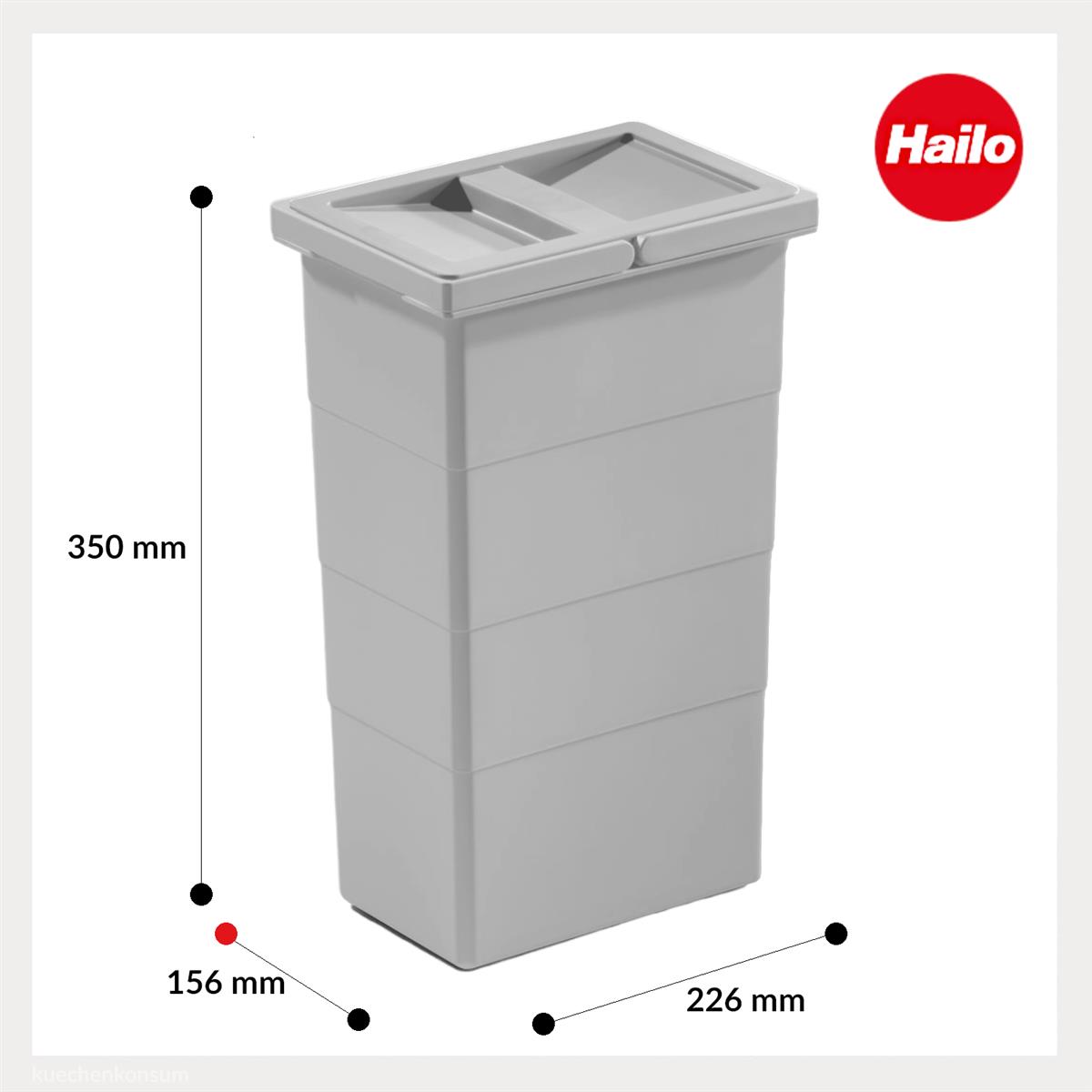 Hailo Inneneimer 1075969 mit Deckel 10 L 226x156x350 mm 2 Henkel hellgrau