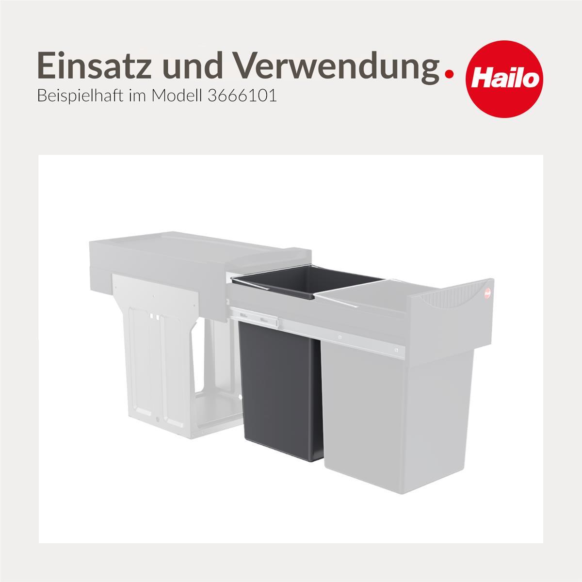 Hailo Inneneimer 1008879 dunkelgrau 15 L 230 x 220 x 350 mm mit Henkel