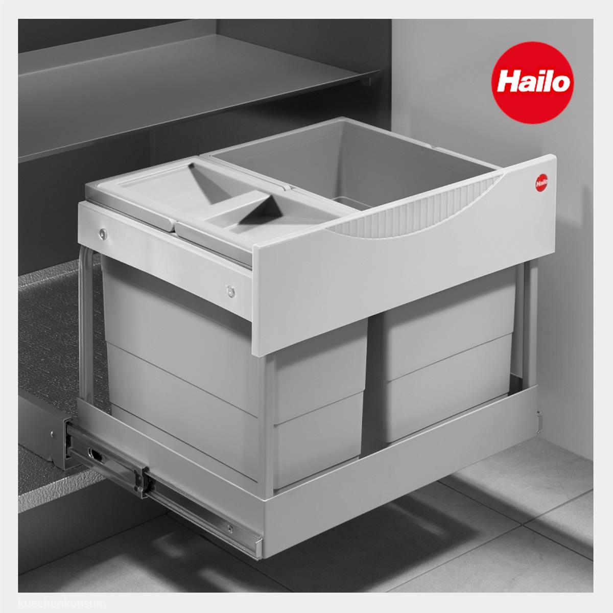 Hailo Abfallsammler 3644802 Raumspar-Tandem-S-plus 18+12 L m Biodeckel