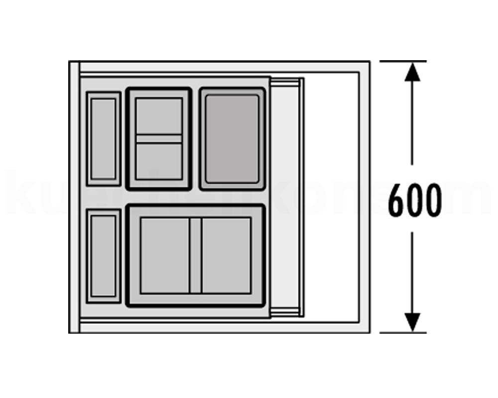 Hailo Abfallsammler 3630601 XX Inset Aufsatz XXL 2x 8,5 + 2x 4,1 + 18 Liter