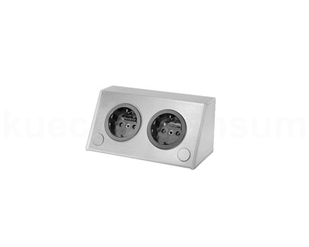 Thebo Aufbausteckdose 1791226 Edelstahl 2fach ST 3900 A waagerecht