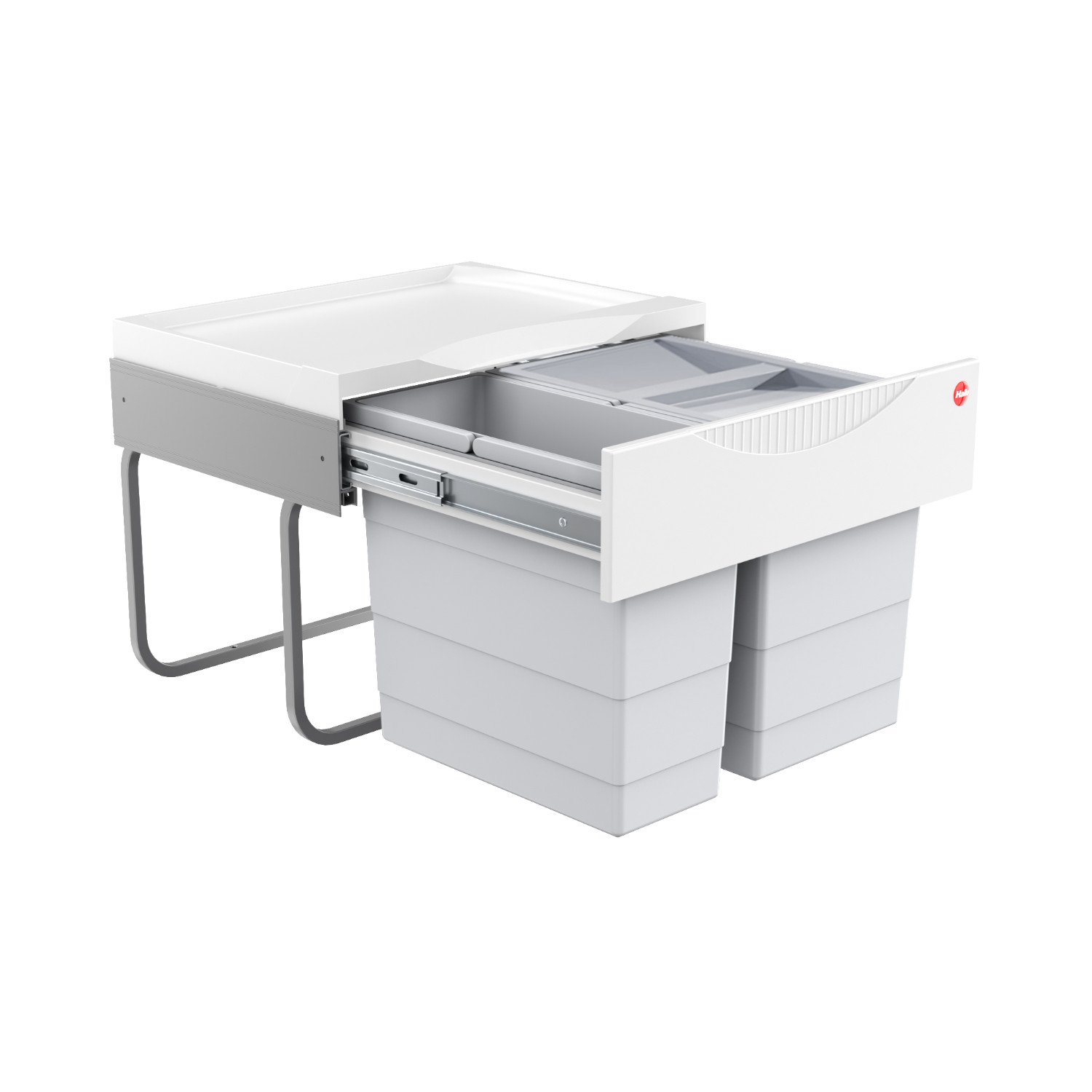 Hailo Abfallsammler 3644703 Raumspar-Tandem-S 18 + 12 Liter mit Biodeckel Hellgrau