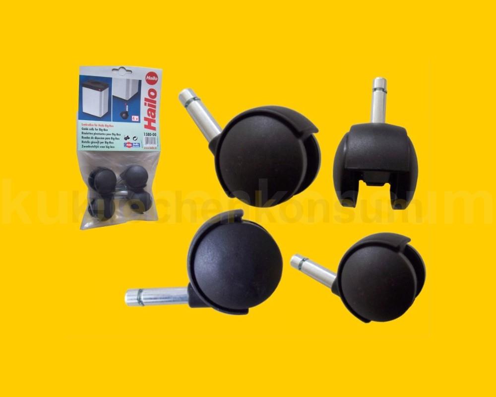 Hailo Lenkrollen 1580001 Set für Big Box schwarz aufgesteckt 360° drehbar