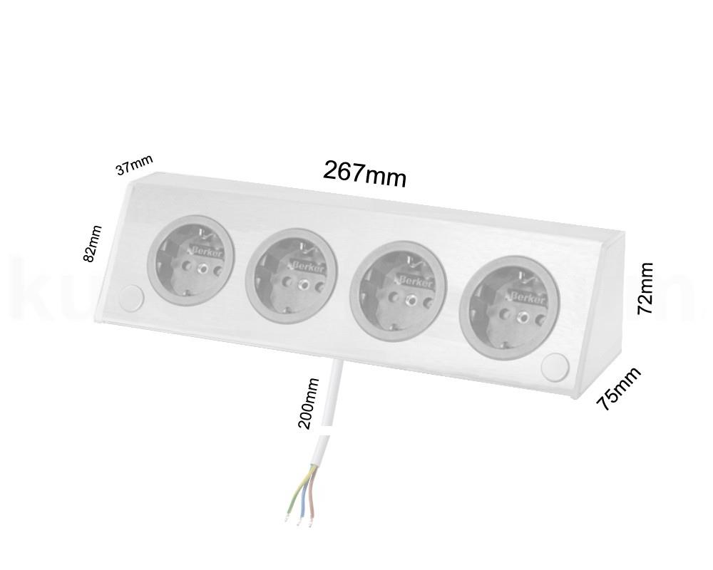 Thebo Aufbausteckdose 1791426 Edelstahl 4fach ST 3900 A waagerecht