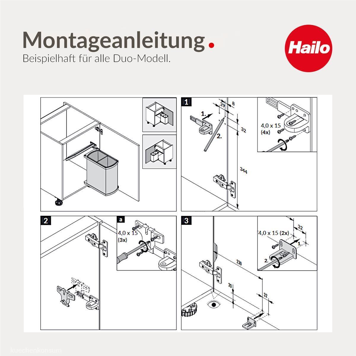 Hailo Abfallsammler 3416071 MF Swing Duo 16 Liter dunkelgrau