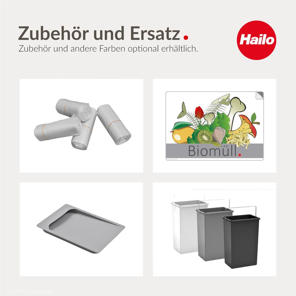 Hailo Inneneimer 1045639 dunkelgrau 10 L 226 x 154 x 340 mm mit Deckel