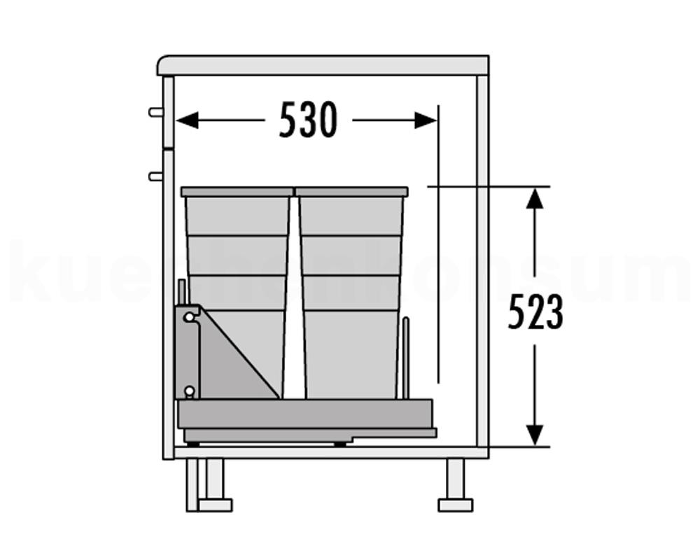 Hailo Abfallsammler 3616401 TB Slide Bottom-Mount 2x 29 Liter