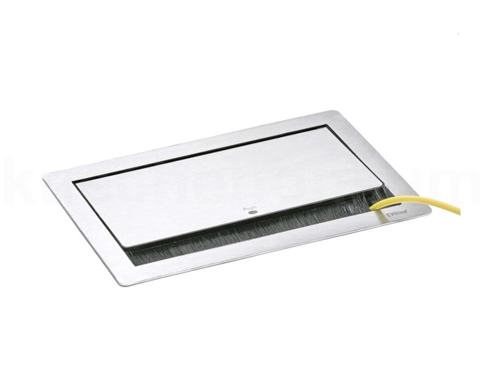 Schulte EVOline FlipTop Push S 00.786 Klappsteckdose 2fach VDE Edelstahl m USB
