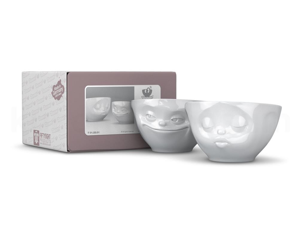 TV Tasse Schälchen-Set 22.01 Küssend und Grinsend mittel weiß