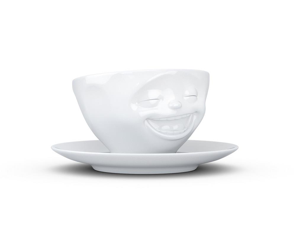 TV Tasse Kaffeetasse 47 Lachend mit Untertasse weiß