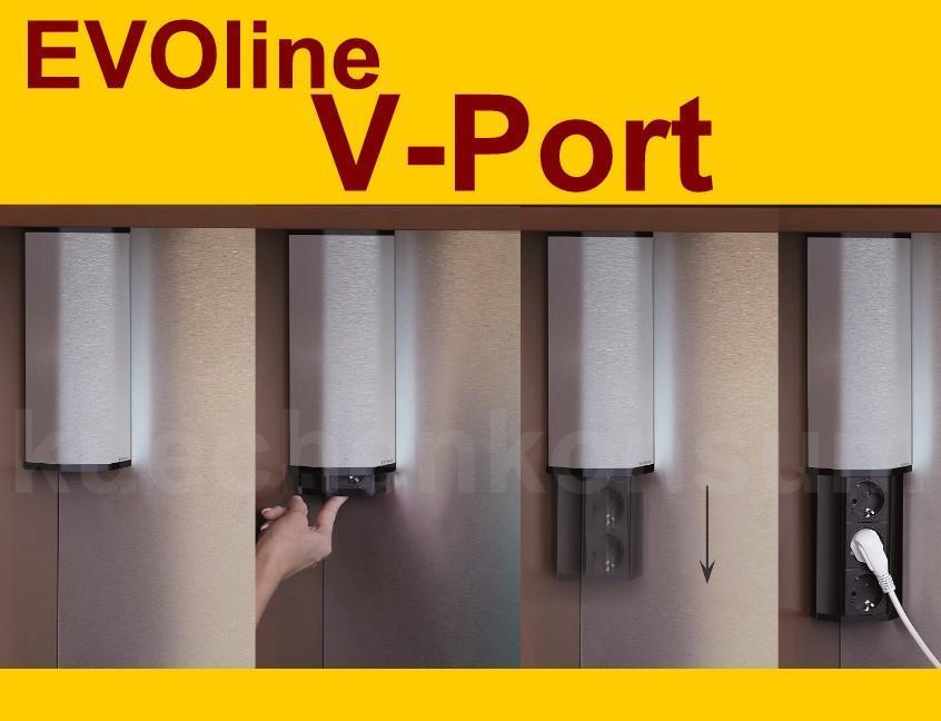Schulte EVOline V-Port 50.003 senkrecht Edelstahl m USB-Charger 2fach