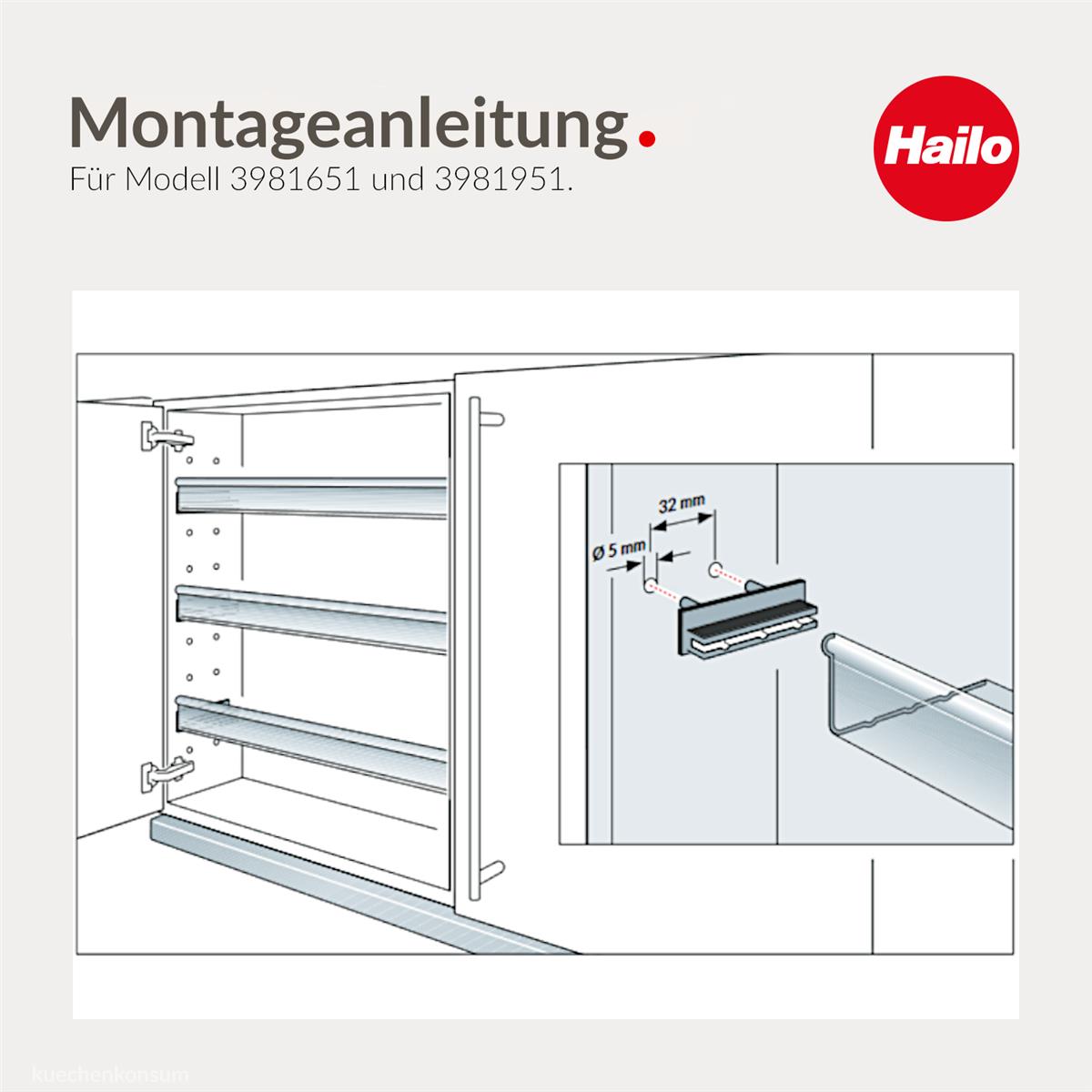 Hailo Regalsystem PAAR 3981951 Deposito für 90er Oberschrank