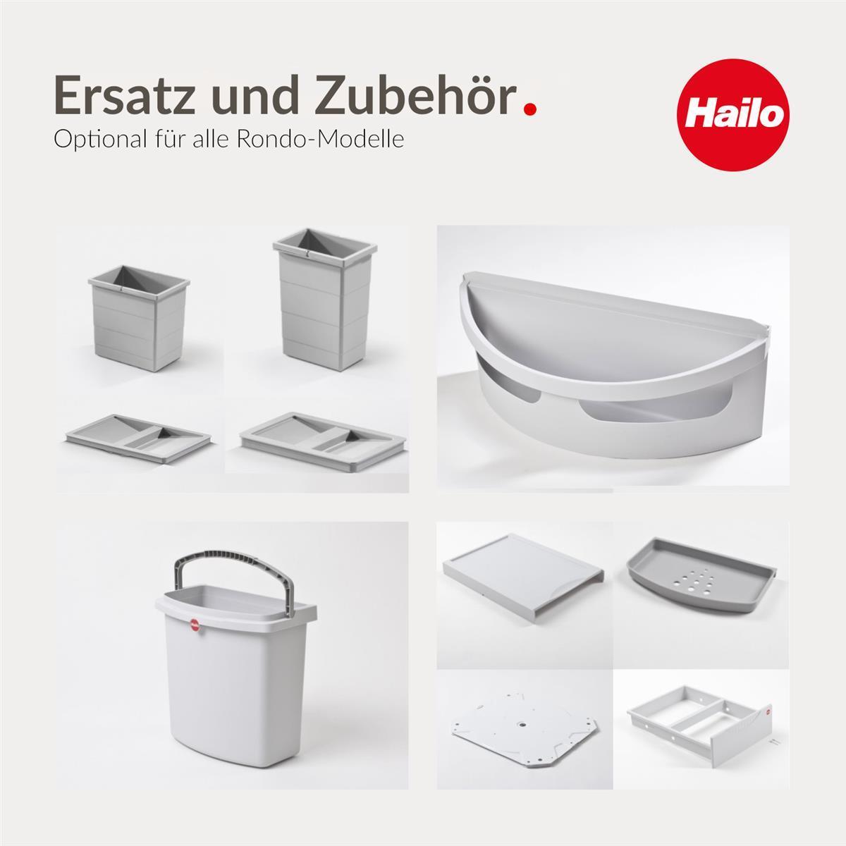 Hailo Eckabfallsammler 3645121 Rondo 2-fach Mülltrennung 2x18 Liter – mit grafischen Produktinformationen