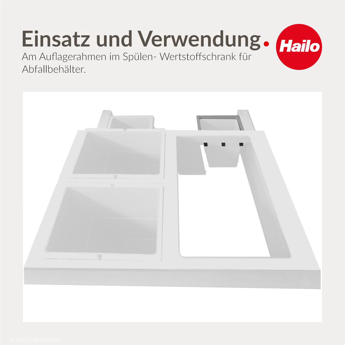Hailo Halter 3603981 für Inneneimer 1102429 hellgrau 2,5 Liter 152 x 115 x 30 mm