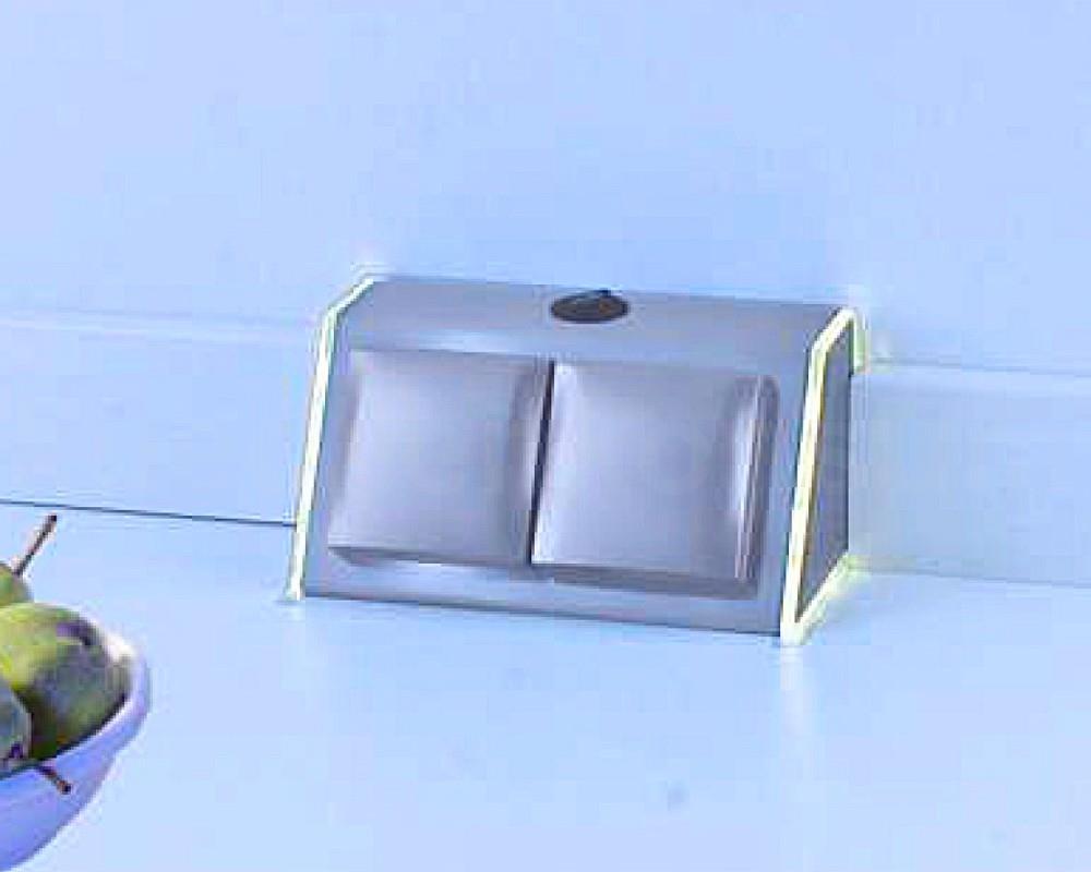 Thebo Aufbausteckdose 1792216NT Edelstahl 2fach ST 3900 B ST/2 HS LED mit Deckel