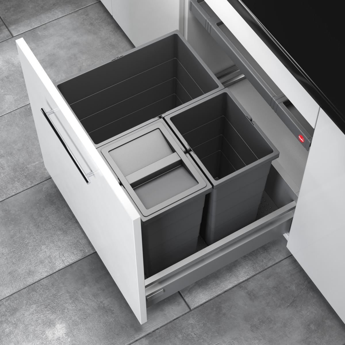 Hailo Abfallsammler 3301681 Allegro 430 Einsatz 2x 13 + 28 L Dunkelgrau