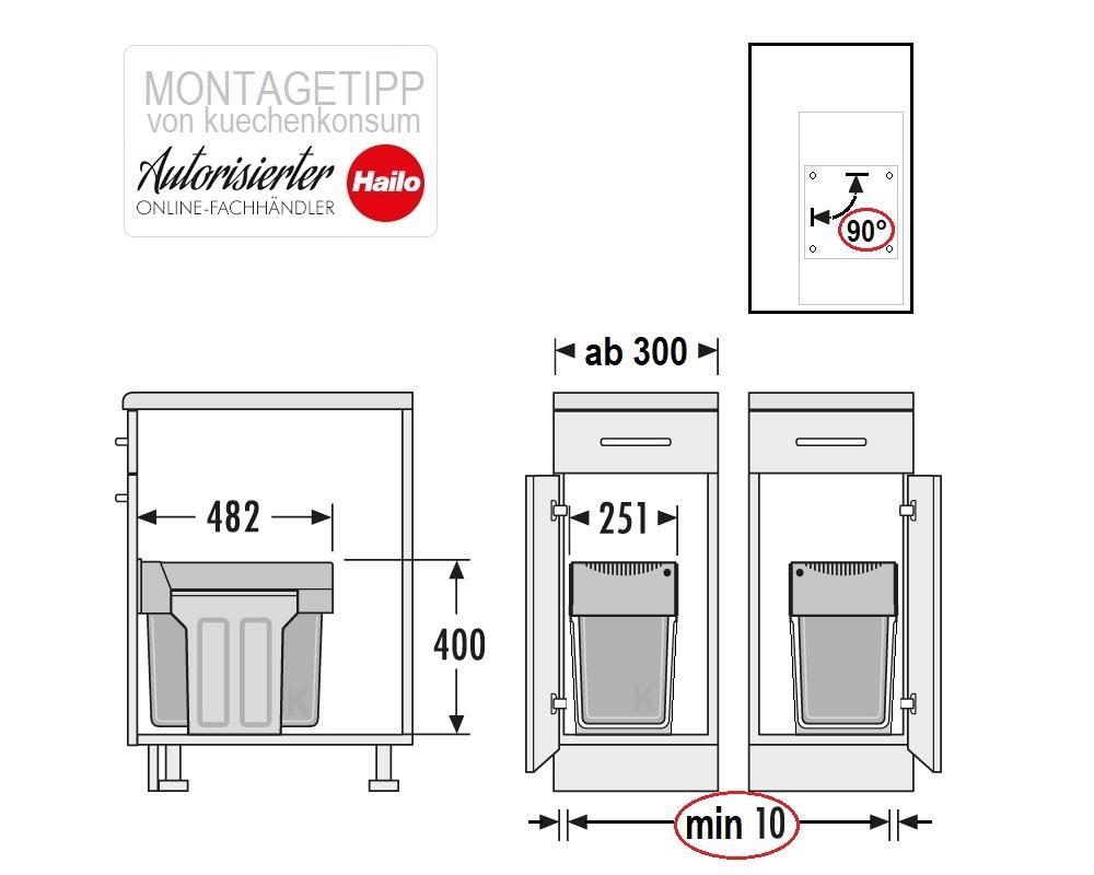 Hailo Abfallsammler 3666107 TA Swing Tandem 2x 15 L Plus10Müllbeutel