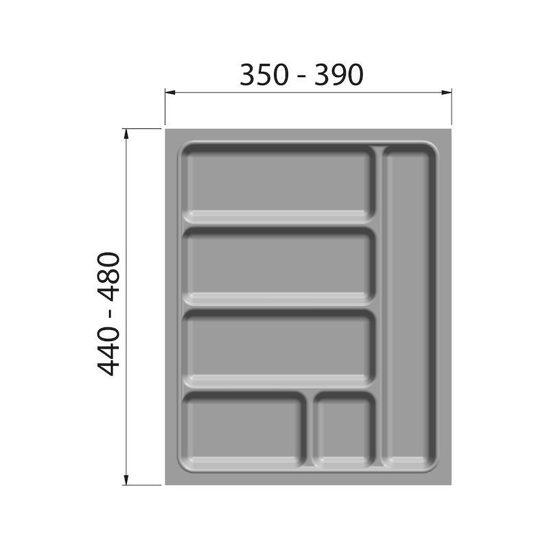 Besteckeinsatz für 45 cm Schublade Kunststoff Silbergrau 350 - 390 mm
