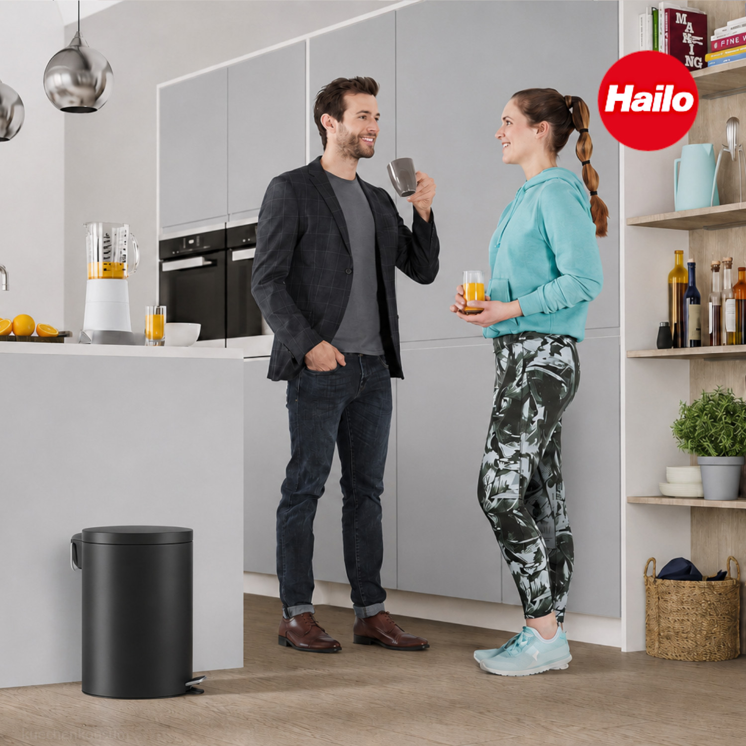HAILO Standmülleimer 5020601 Selekta rund 20 L Schwarz
