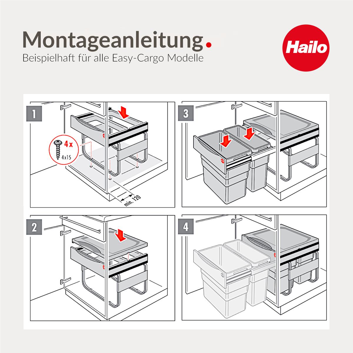 Hailo Abfallsammler 3668401 TE Swing Easy-Cargo 42 Liter