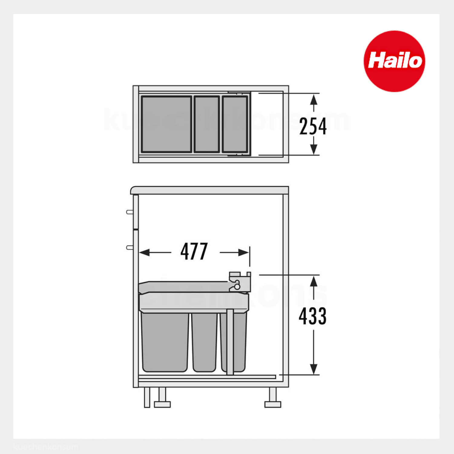 Hailo Abfallsammler 3663191 TZ Inset Terzett 2x 7 + 15 L