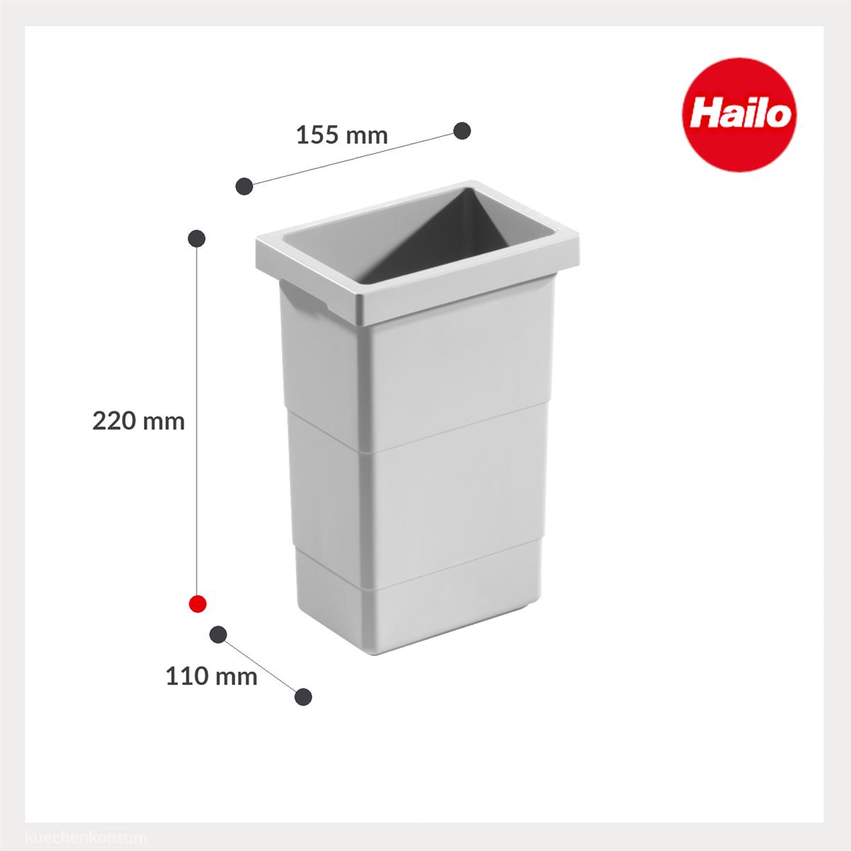 Hailo Inneneimer 1102429 hellgrau 2,5 Liter 155 x 110 x 220 mm