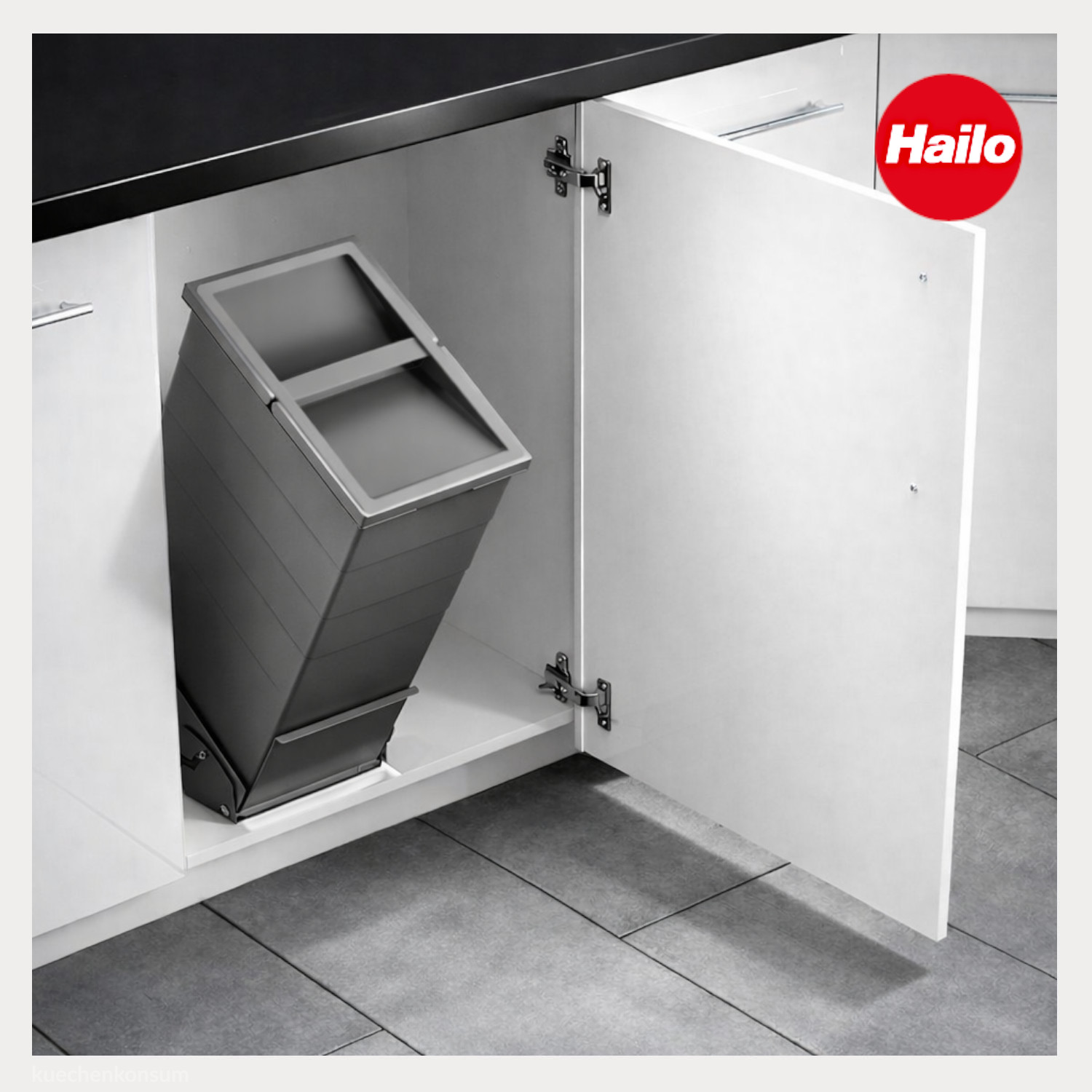 Hailo Abfallsammler 10000129D KippBox 35 Liter mit Deckel dunkelgrau