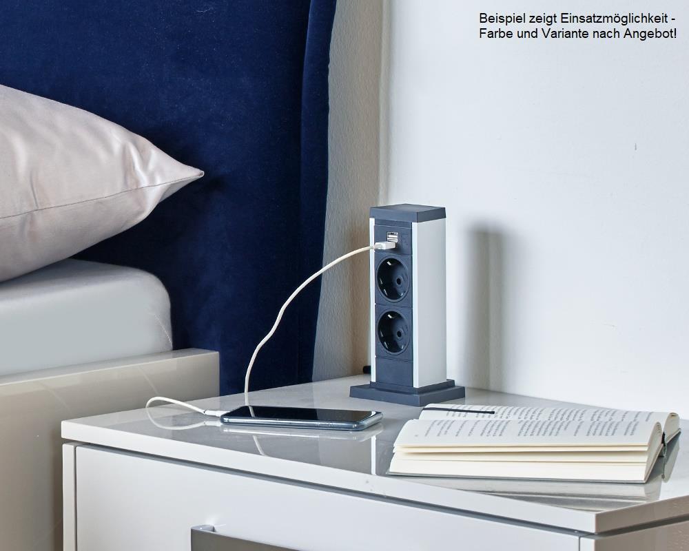 EVOline UP Steckdosenturm 00.024 UP20 silber 2x VDE + 2x USB französische Norm