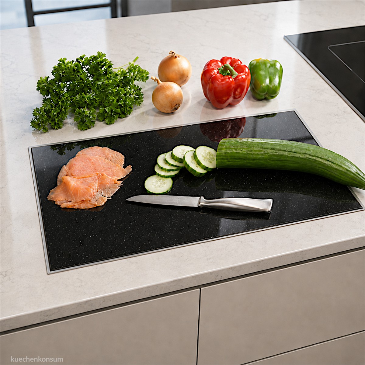 Einbau Granitfeld Galaxy Star in Edelstahlwanne 510 x 325 x 10 mm