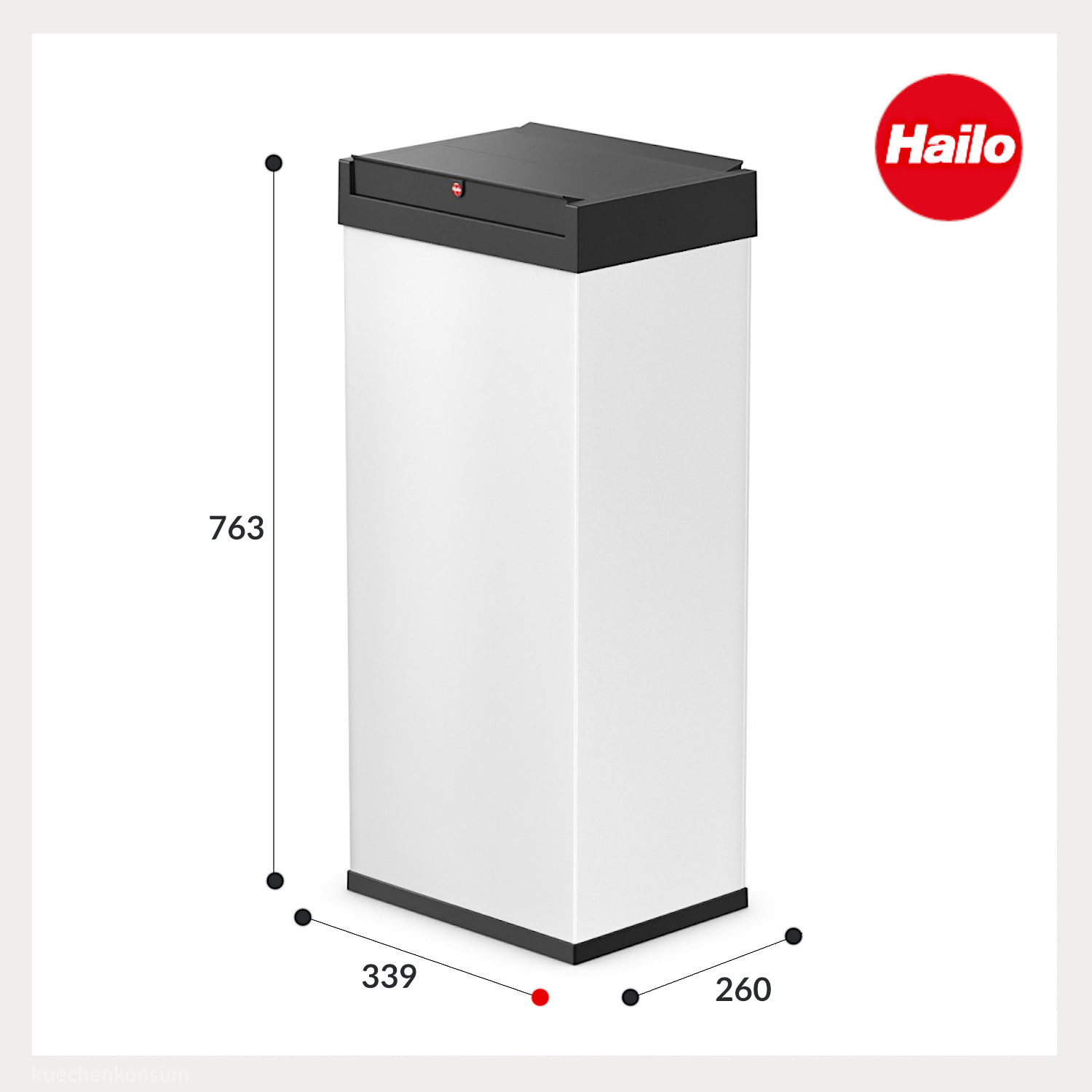 Hailo Standmülleimer 8602310 Big-Box Swing XL 52 Liter weiß