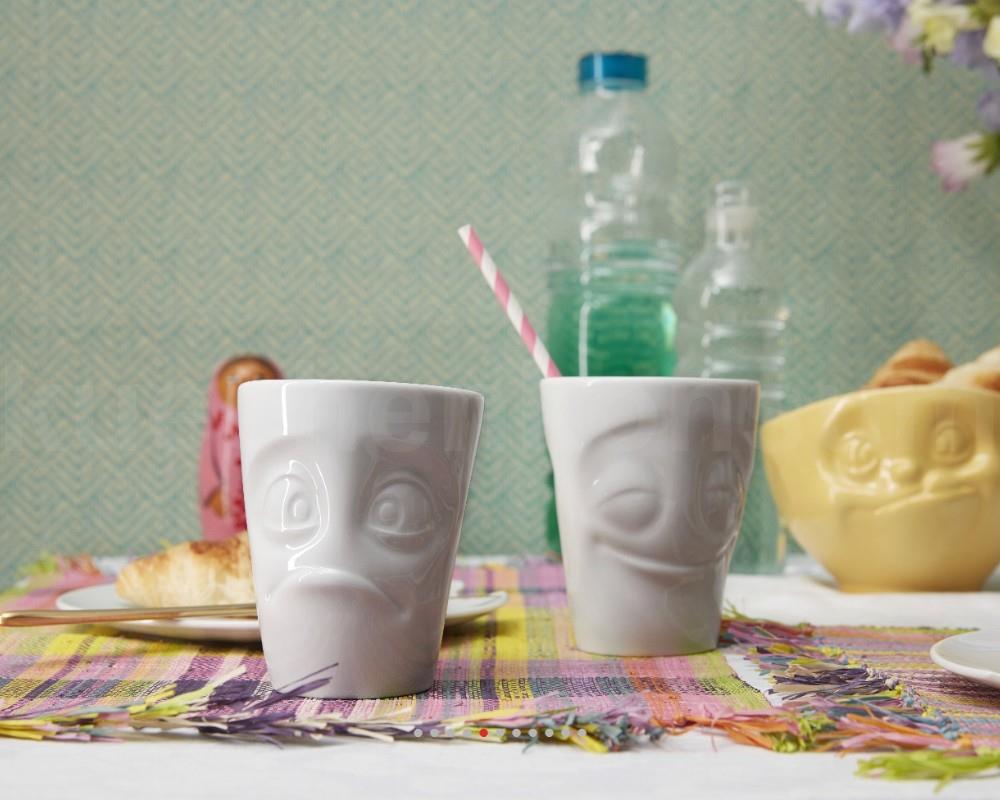 TV Tasse Becher Set 28.01 vergnügt und verdutzt weiß