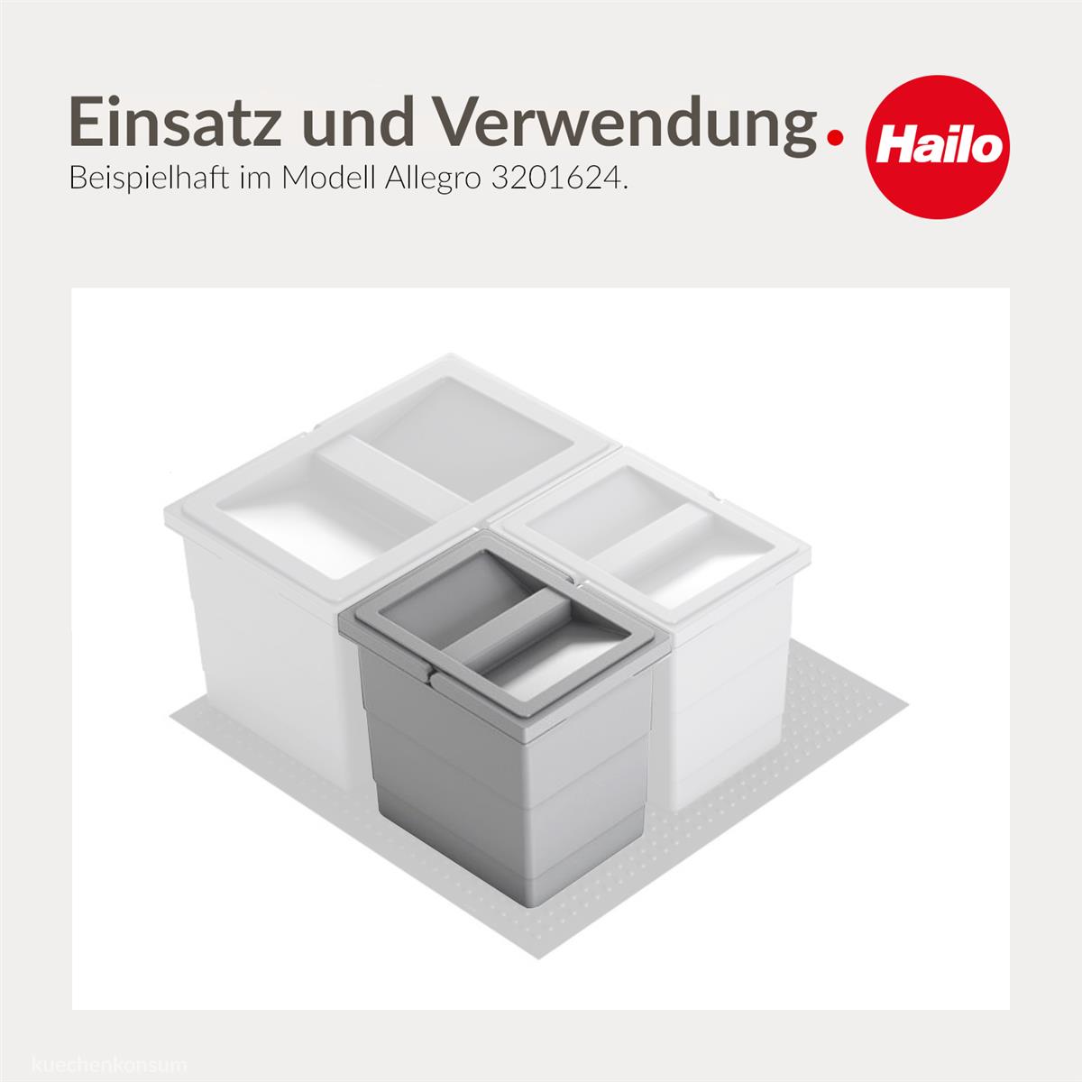Hailo Inneneimer 1107289 mit Deckel 6,5 L 226x174x200 mm 2 Henkel