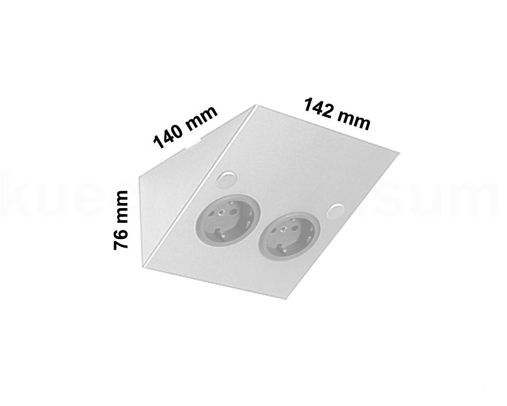 Thebo Keilsteckdose 228896ST2SI Edelstahl 2fach ST/2 889 SI waagerecht