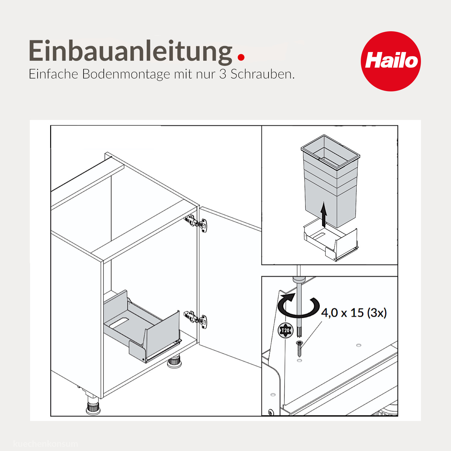 Hailo Abfallsammler 10000130 StapelBox 45 Liter dunkelgrau