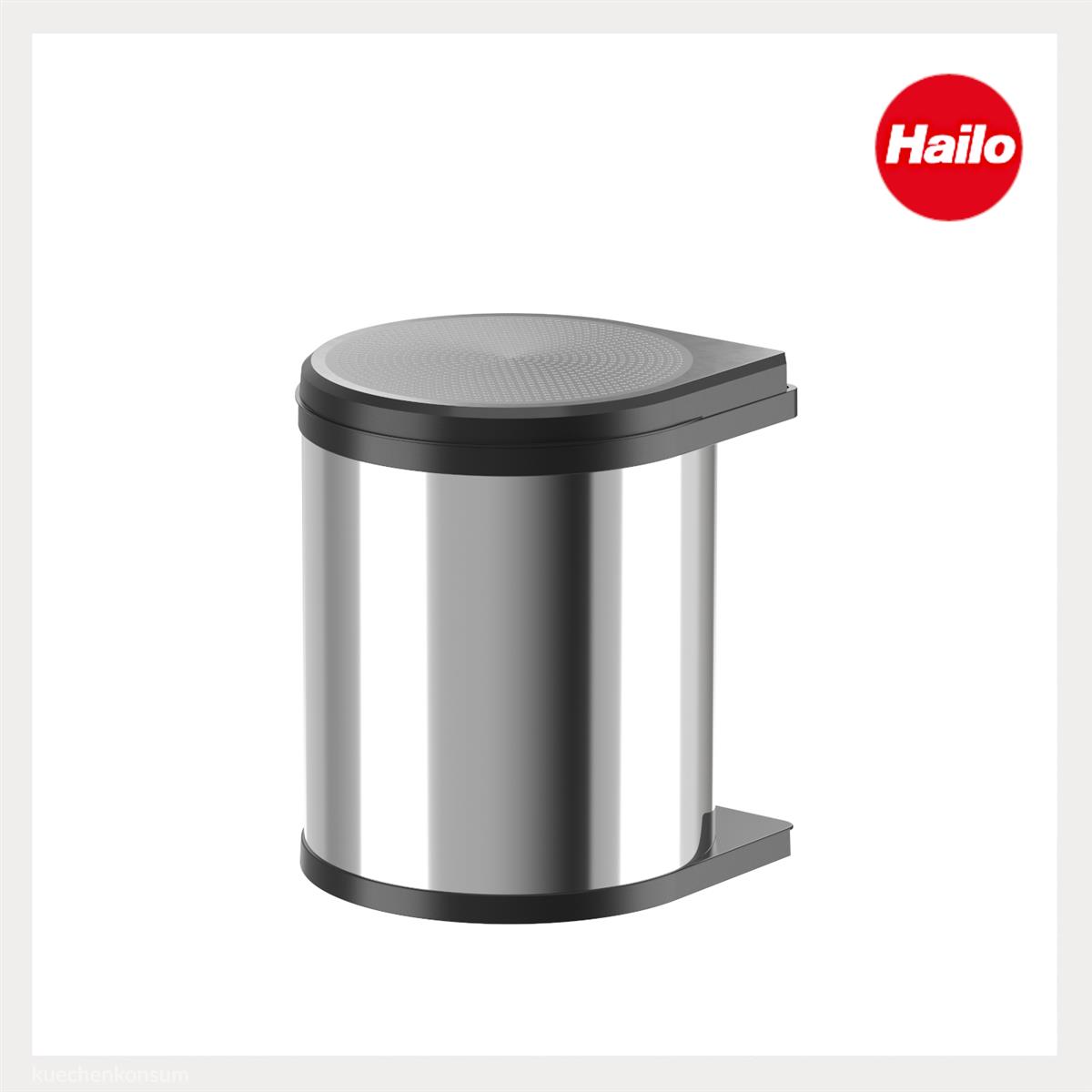 Hailo Abfallsammler 3515031 schwenkbar Mono 15 Liter Edelstahl poliert schwarz