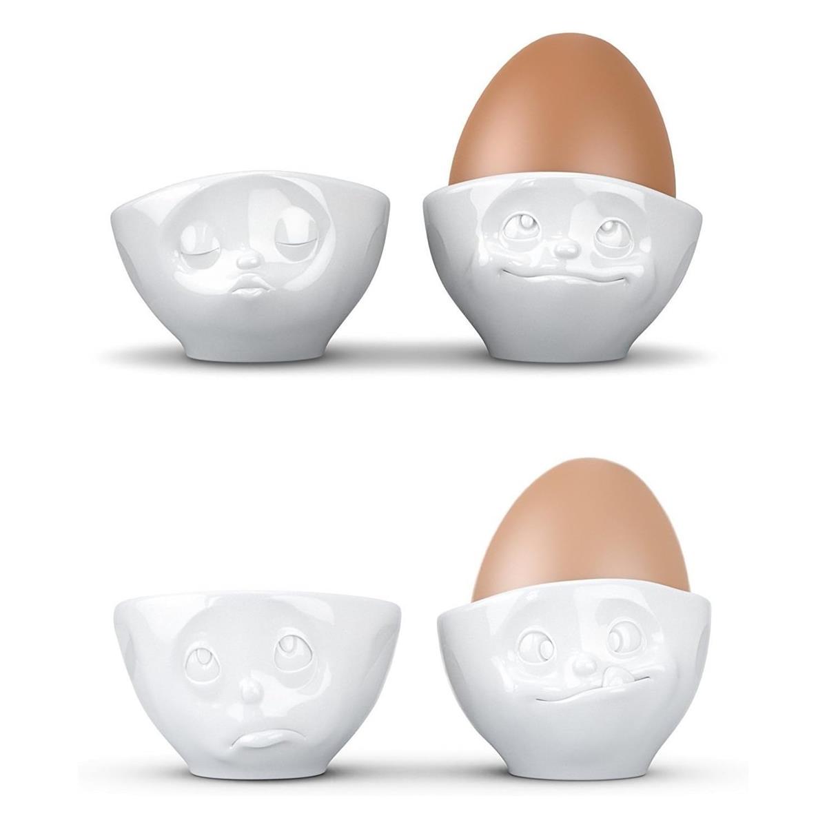 TV Tasse Eierbecher 51.52 Küssend, Verträumt,Och bitte und Lecker weiß