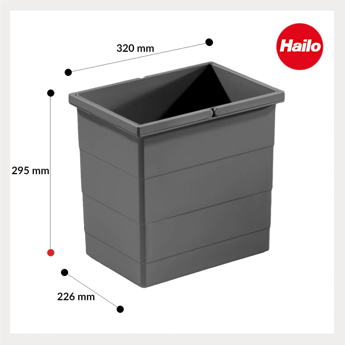 Hailo Inneneimer 1129959 dunkelgrau 18 L 320 x 226 x 295 mm 2 Henkel