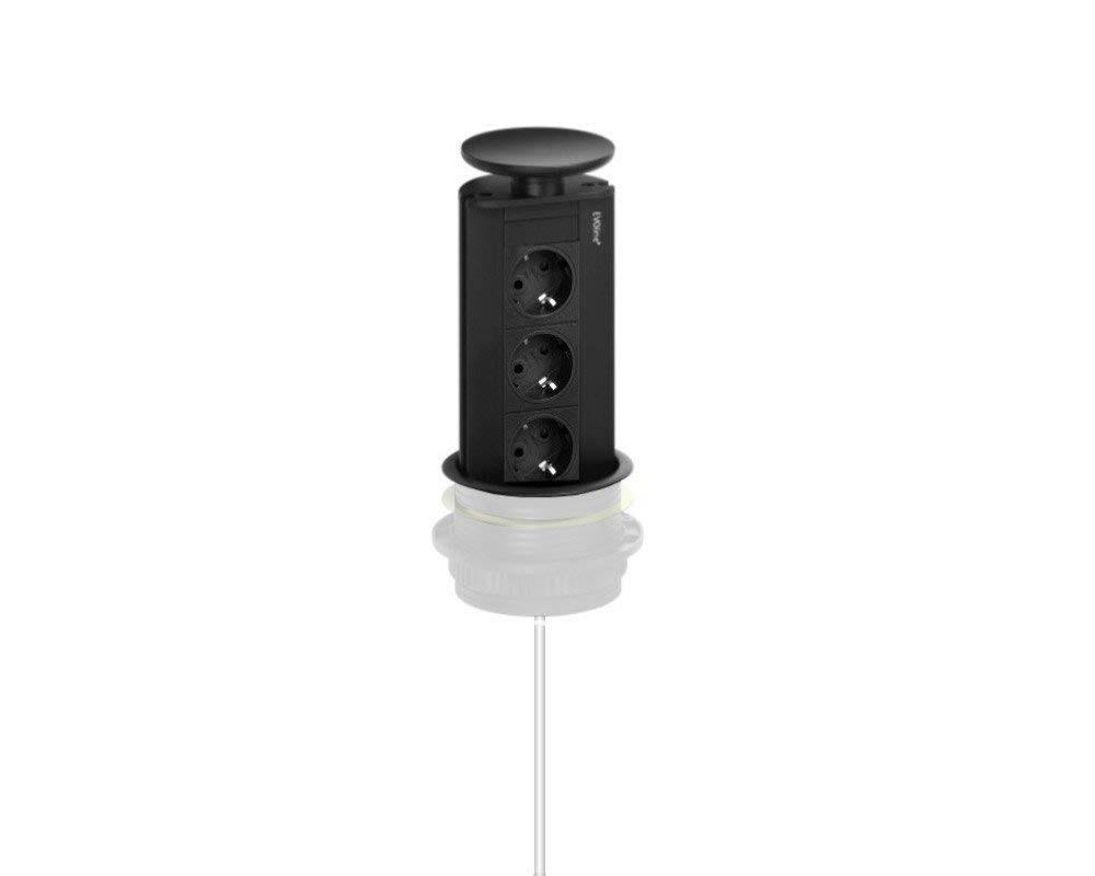 Schulte EVOline Port 02.166.391 Steckdose mit Dichtung 3fach Schwarz