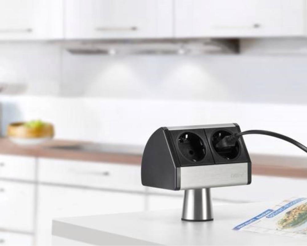 Schulte EVOline T-Dock 23.256 Steckdose 3fach waagerecht Schwarz