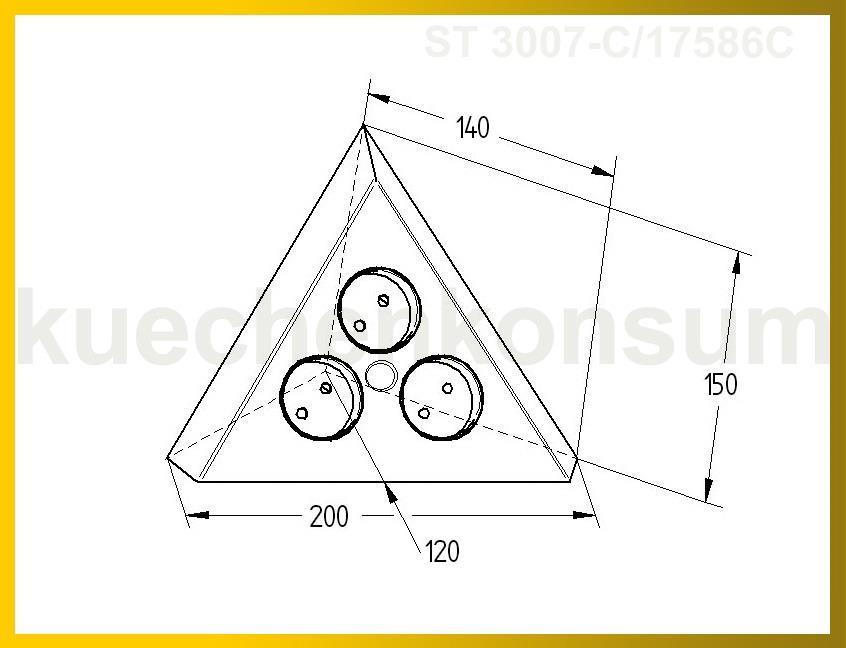 Thebo Dreiecksteckdose 17586/C Edelstahl 3fach ST 3007-C