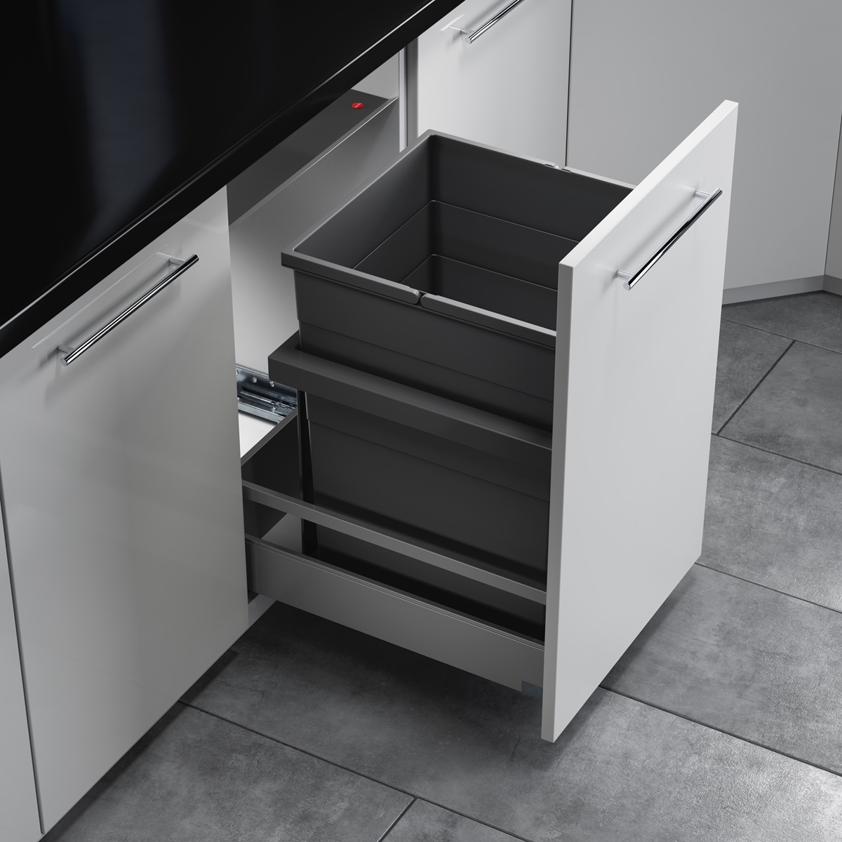 Hailo Abfallsammler 10000221 Triple XL 450 55 Liter dunkelgrau
