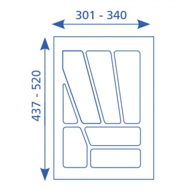 Besteckeinsatz 610523 BE 40 MULTI 301 - 340 mm weiß