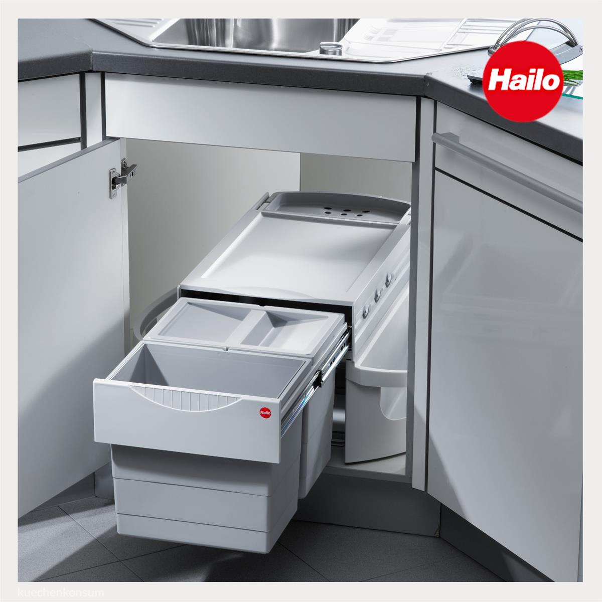 Hailo Eckabfallsammler 3645122 Rondo 2-fach Mülltrennung 2x 18 Liter