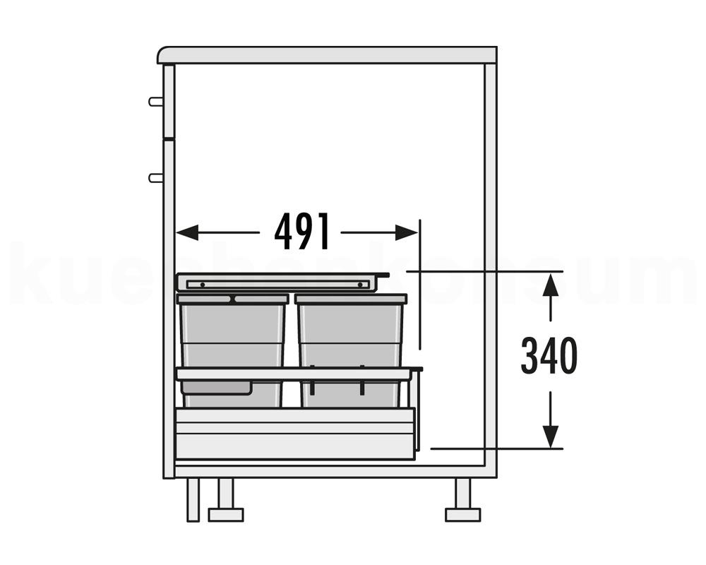 Hailo Abfallsammler 3620511 Separato-K 500 Einsatz 2x 8 + 18 Liter Hellgrau