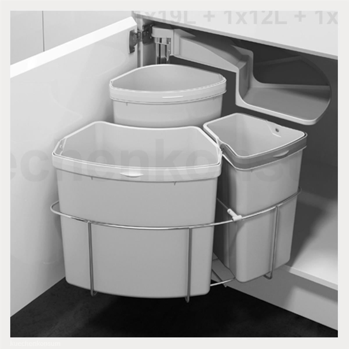 Abfallcenter Nr. 720362 Schwenkeimer 19, 12 und 9 Liter grau