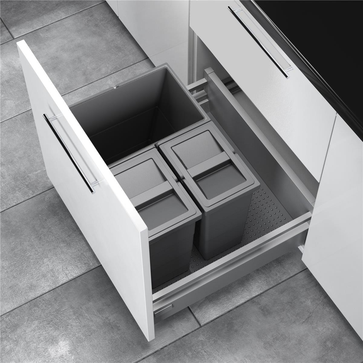 Hailo Abfallsammler 3301624 Allegro 220 Einsatz 2x 6.5+14 L Dunkelgrau