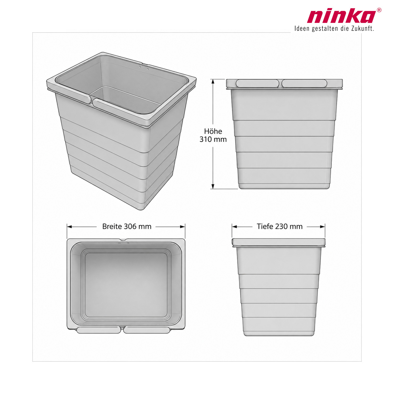 ninka Inneneimer-Set 5055.93 eins2vier hellgrau 8 + 17 L