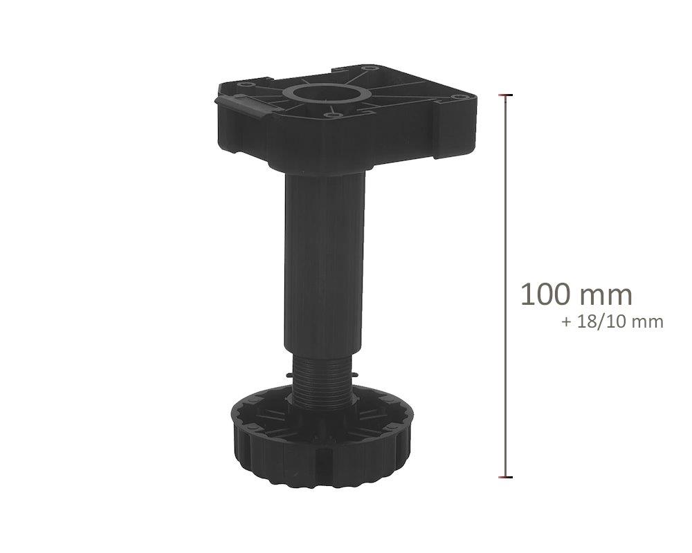 Möbelfuß 100 mm höhenverstellbar 90-118 mm Kunststoff schwarz