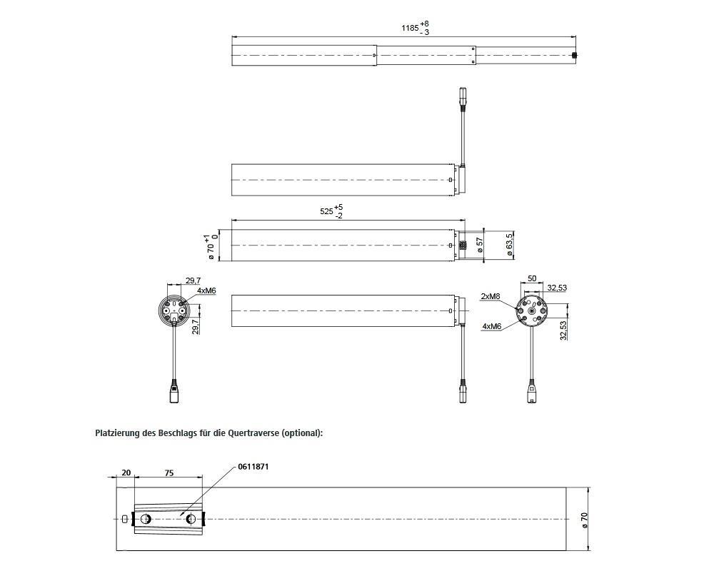Linak Deskline Hubsäule DL14 660 mm Schwarz bis 700 N in 38 mm/s