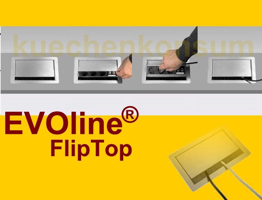 Schulte EVOline FlipTop 20.007 Klappsteckdose 4 fach waagerecht CH